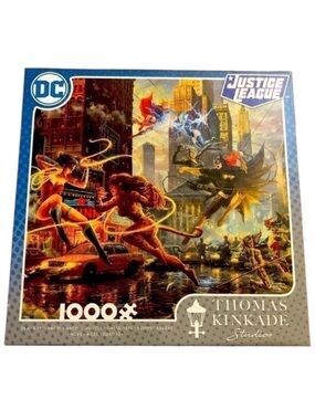 DC Justice League Thomas Kinkade 1000 Piece Puzzle Vibrant Multicolor Artwork